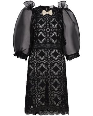Lisa The Label Angel Baby Crochet Cloud Puff Dress - Black