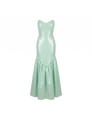 Nomi Fame Siren Light Strapless Corset Mermaid Gown - Green