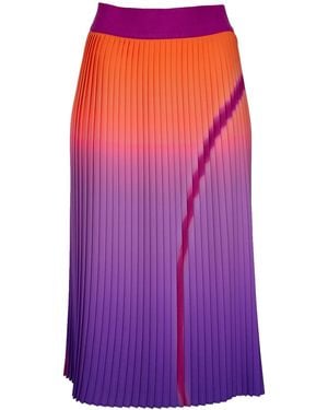 Lalipop Design Midi Pleated Skirt With Ombre Abstract Print - Purple