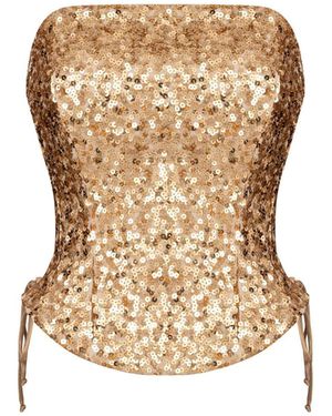 Elsava Golden Sequin Corset - Natural