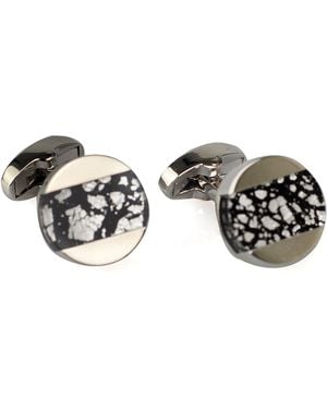DAVID WEJ Circle Vintage Cufflink - Black