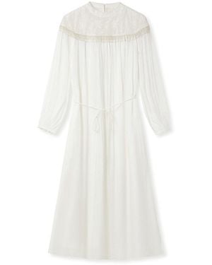 Wjy Studio London Embroidered Sweet Cream Lace Tassel Maxi Dress - White