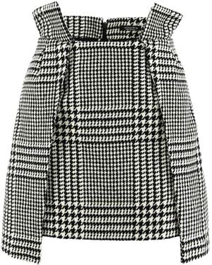 AVENUE No.29 Checked Wool Wrap Mini Skirt - Black