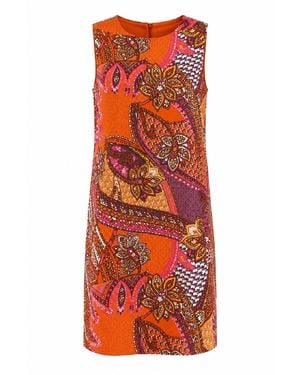 Conquista Bohemian Paisley Shift Dress - Red