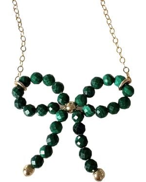 Herself Collections Malachite Bow Charm Necklace - Green