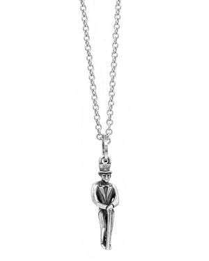 Unaloe Sterling Gentleman With Top Hat And Cane Pendant Necklace - Metallic