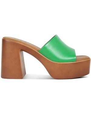 Rag & Co Scandal Slip On Block Heel Sandals - Green