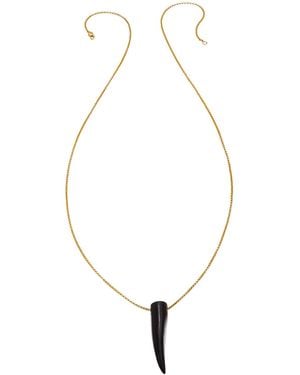 Heather Hawkins Jewelry Gemstone Horn Rolo Chain Necklace - Metallic