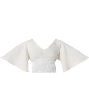 Italia A Collection Neutrals Seashell Crochet Top - White