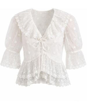 Rose & Nancy Samira Ivory Lace Blouse - White
