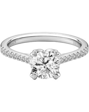 Arte Madrid Simple Round Heart Prong Cathedral Pavé Ring - White