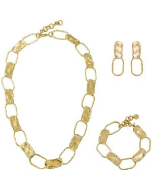 Rare Matters Jewelry Modern Loop Plated Necklace, Bracelet & Earrings Set - Metallic
