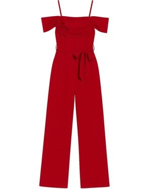Yumi' Stretch Bardot Jumpsuit - Red