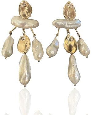 Rare Matters Jewelry Celestial Cascade Baroque Pearl Earrings - Metallic