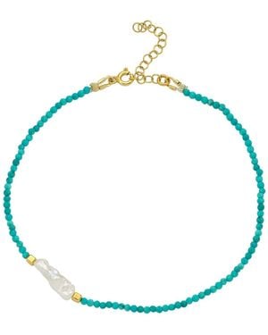 LINYA JEWELLERY Megy Small Pearl Anklet - Blue