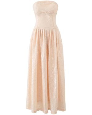 Aisl Strapless Sequin Tulle Maxi Dress - Natural
