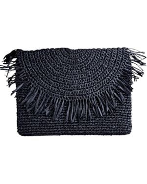 Springmoonatelier Raffia Handcrafted Clutch Bag - Blue