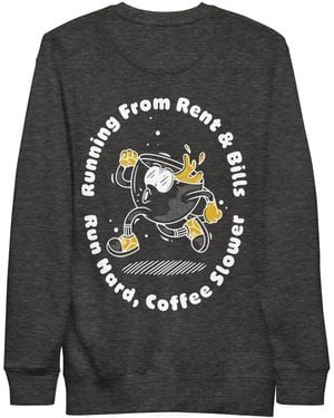 Anchor and Crew Heather Gustatory Coffee Over Bills Cotton Blend Embroidered Sweatshirt - Grey