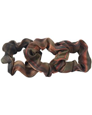 Soft Strokes Silk Pure Mulberry Silk French Scrunchie, Tea Silk, Set Of Three - Brown