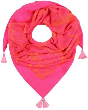 Mercy Delta Cashmere Square Limoncello Pompelmo Scarf - Pink
