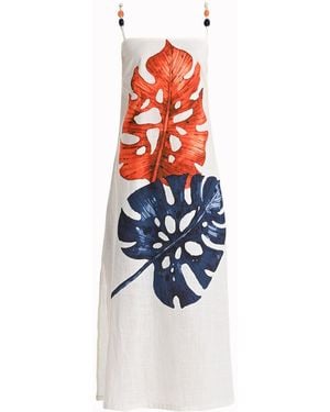 Lalipop Design Stylised Floral Print Cotton Dress - White