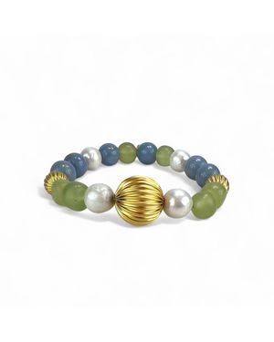 By Virgo Norell Peral & Angelit Gemstone Bracelet - Blue