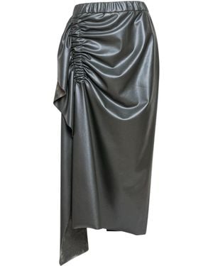 ARTISTA Celeste Khaki Asymmetric Gathered Midi Skirt - Grey