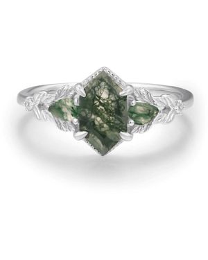 Azura Jewelry New York Gardenia Moss Agate Ring Solid - Green