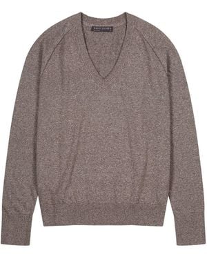 Paul James Knitwear Lightweight Cotton Celeste Deep V Neck Jumper - Grey