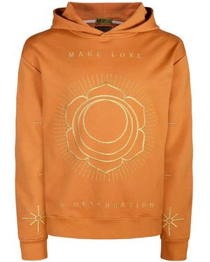 Miracles Manifester Make Love Affirmation Embroidered Hoodie - Orange