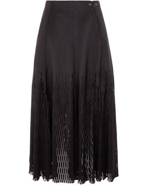 Silvia Serban Midi Laser Cut Panelled Skirt - Black