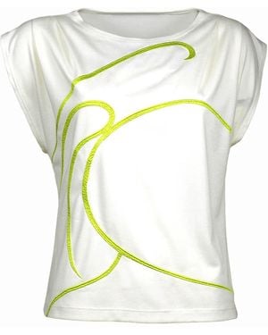 Lalipop Design Embroidered Knitted Cap Sleeve T-Shirt - Yellow