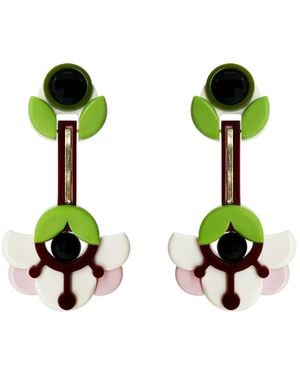 Gissa Bicalho Handmade Acrylic Earring Petunia Candy - Green