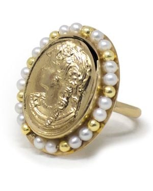 Vintouch Italy Fiammetta-Plated Pearl Ring - Metallic