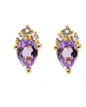NASI SILVER Pear Atarah Studs- Amethyst & Topaz - Pink