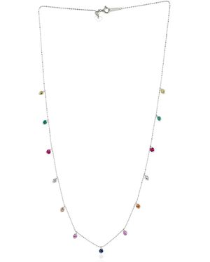 Artisan Ruby, Emerald & Sapphire Station Necklace - Blue