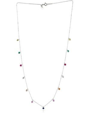 Artisan Ruby, Emerald & Sapphire Station Necklace - Blue