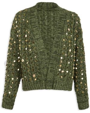 Saachi Deco Cable Knit Cardigan - Green