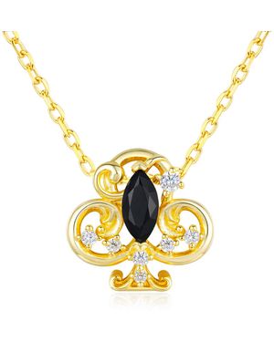 Azura Jewelry New York Clover Club Onyx Necklace Vermeil - Metallic