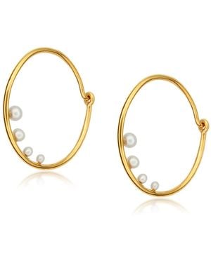 Preeti Sandhu Delicate Pearl Hoops - Metallic
