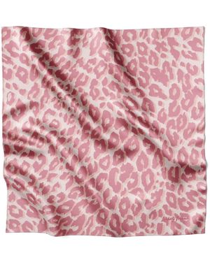 Lamberty Munich Neutrals Smooth Cheetah Midi Silk Scarf Rose - Pink