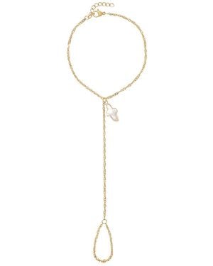Alexie of Athens Petite Pearl Cross Hand Chain - Metallic