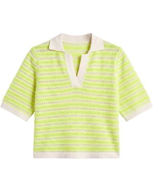 Brodie Cashmere Suzie Stitch Cashmere Polo Tee - Yellow