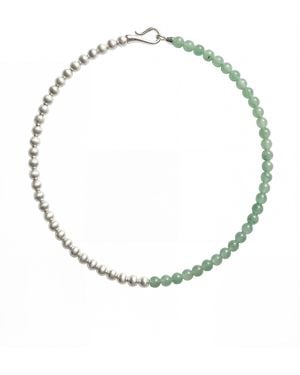 seree Duo & Jade- Aventurine Beaded Necklace - Metallic