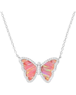 KAMARIA Opal Butterfly Necklace With Stripes - Pink