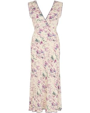 Lily and Lionel Neutrals Zola Bias Cut Wonderland Print Midi Dress - Multicolour