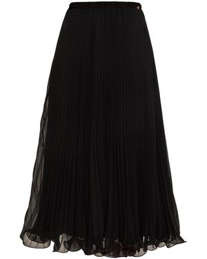 Nissa Pleated Chiffon Midi Skirt - Black