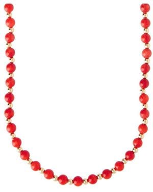 Becket + Quill Coral & Beaded Necklace - Red