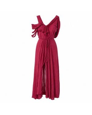 Miro Misljen Asymmetric Cutout Jersey Maxi Dress - Red