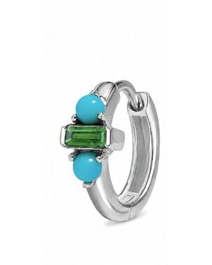 Zohreh Tourmaline & Huggie Hoop Earring Sterling - Blue